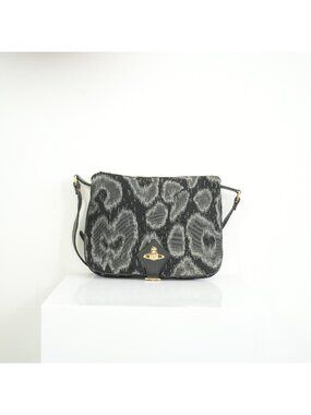Vivienne Westwood Leather Prominent Leopard Print Pattern Messenger Bag